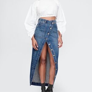 Gap × Cult Gaia Asymmetrical Denim Maxi Skirt.